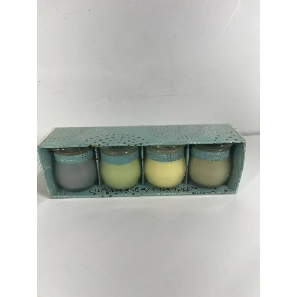 Chesapeake Bay Mini Jars Candle 4 Set‎ Sandalwood Rush Bonsai Vanilla Lead Free